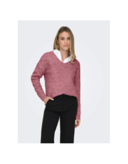 Pull col v camilla mélange rose femme - Only
