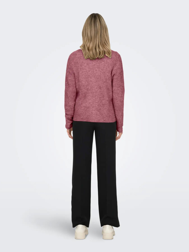 Pull col v camilla mélange rose femme - Only