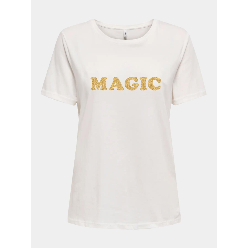 T-shirt magic paillette olive blanc femme - Only