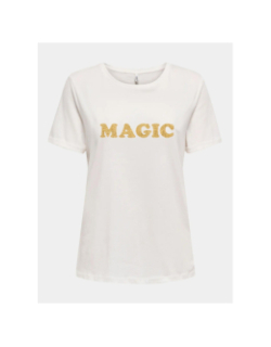 T-shirt magic paillette olive blanc femme - Only