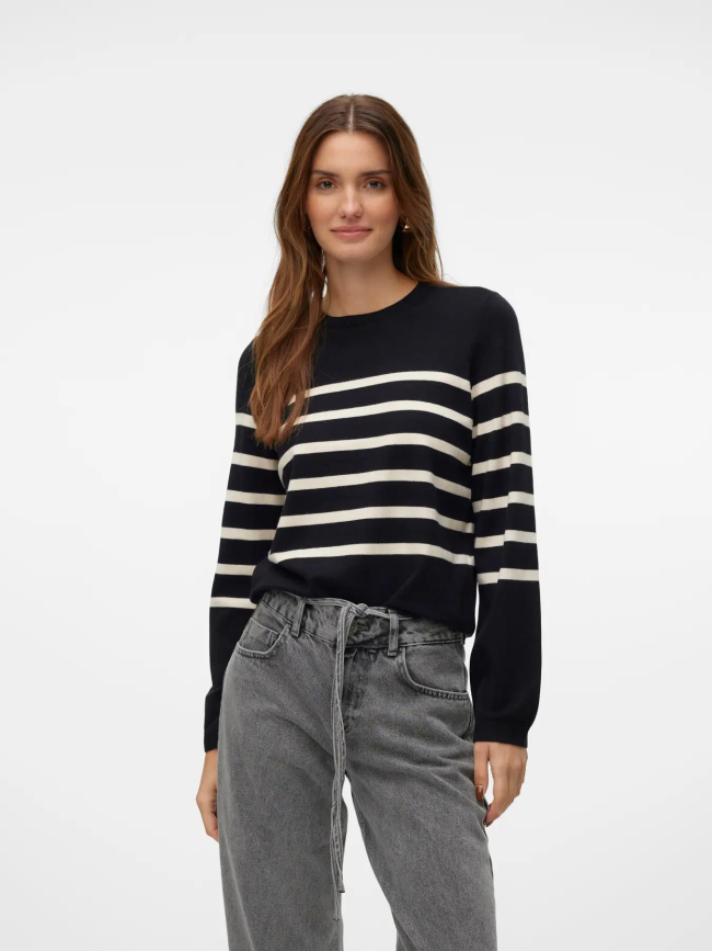 Pull rayé col rond saba noir femme - Vero Moda