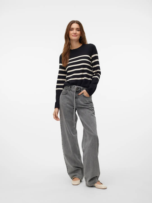 Pull rayé col rond saba noir femme - Vero Moda