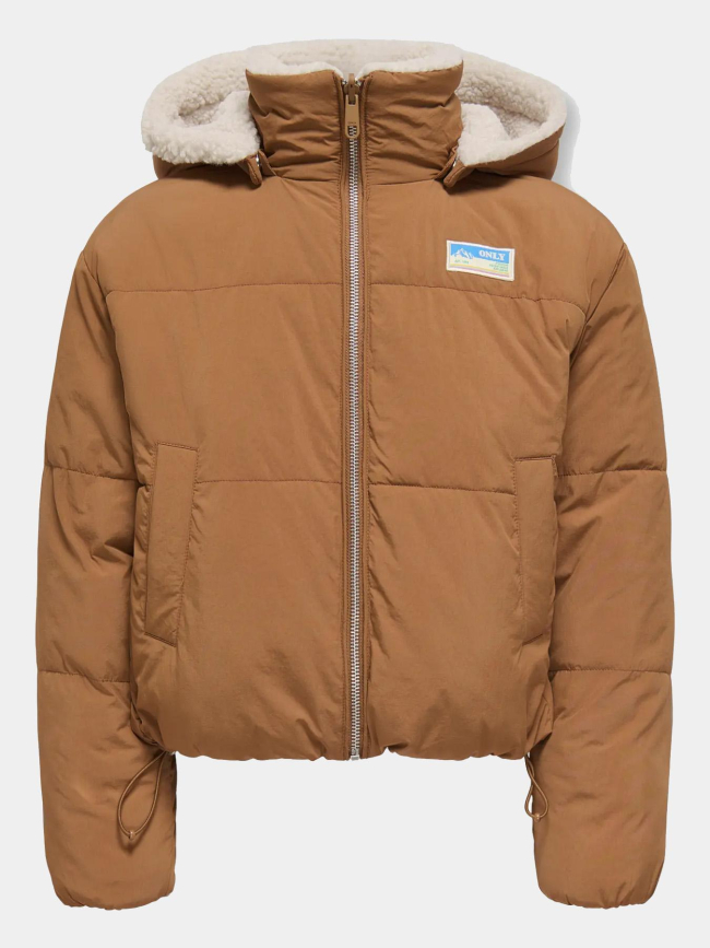 Doudoune réversible teddy maria blanc marron fille - Only