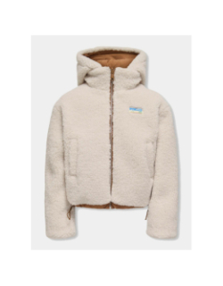 Doudoune réversible teddy maria blanc marron fille - Only