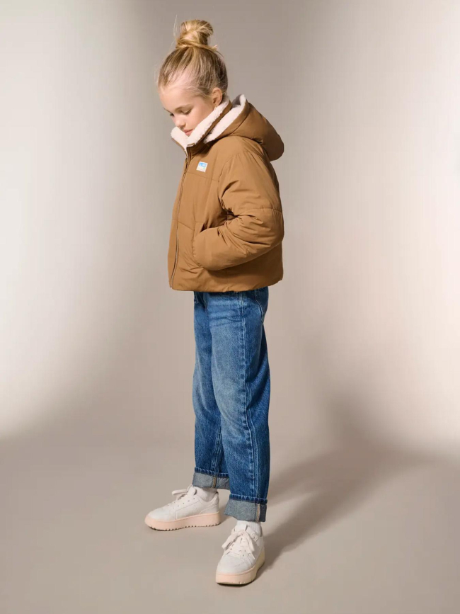 Doudoune réversible teddy maria blanc marron fille - Only