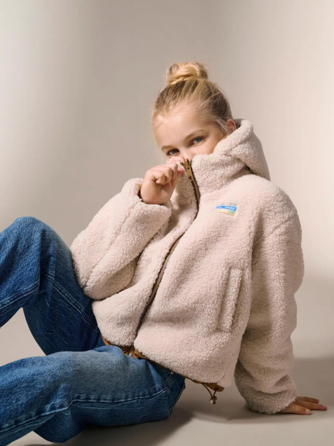 Doudoune réversible teddy maria blanc marron fille - Only