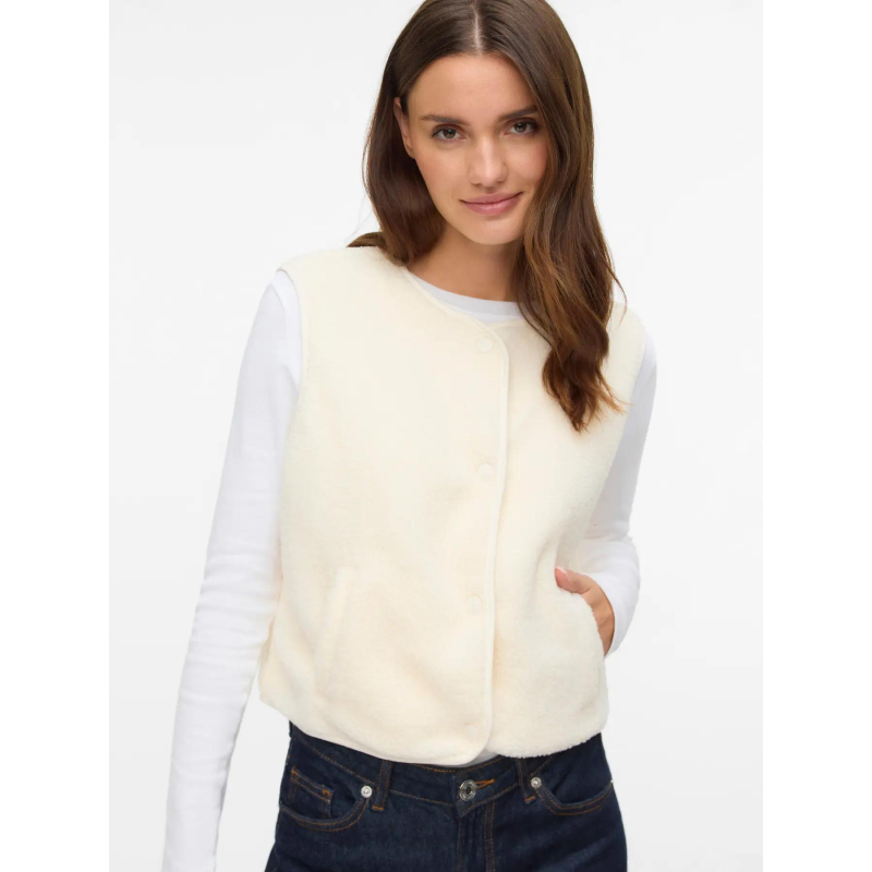 Veste sans manche teddy gilly blanc femme - Vero Moda
