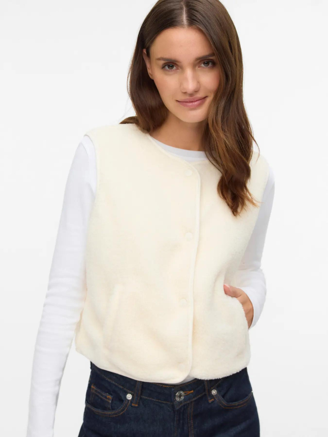 Veste sans manche teddy gilly blanc femme - Vero Moda