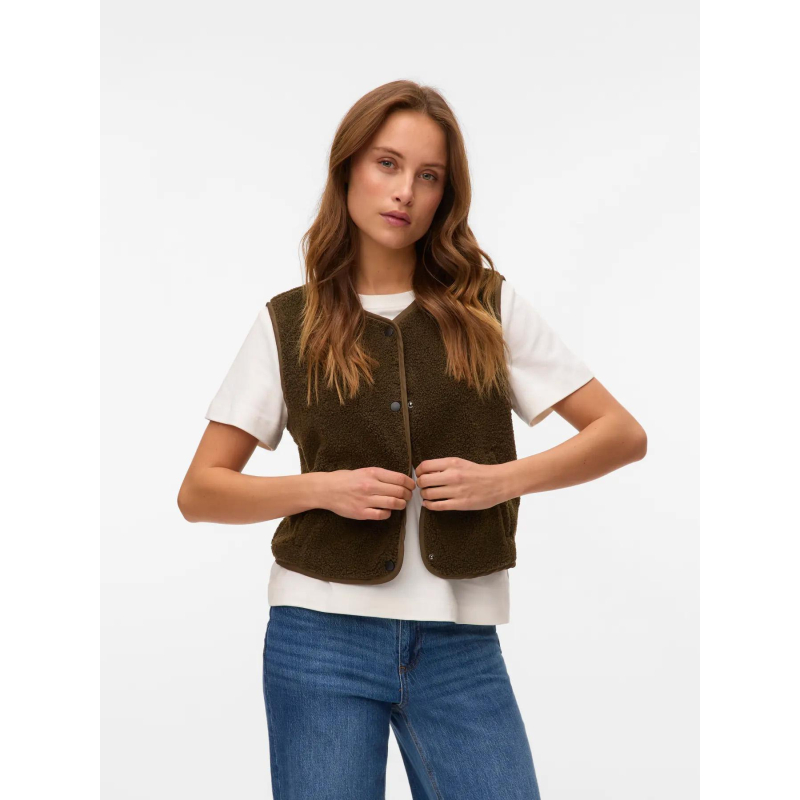 Veste sans manche teddy gilly kaki femme - Vero Moda