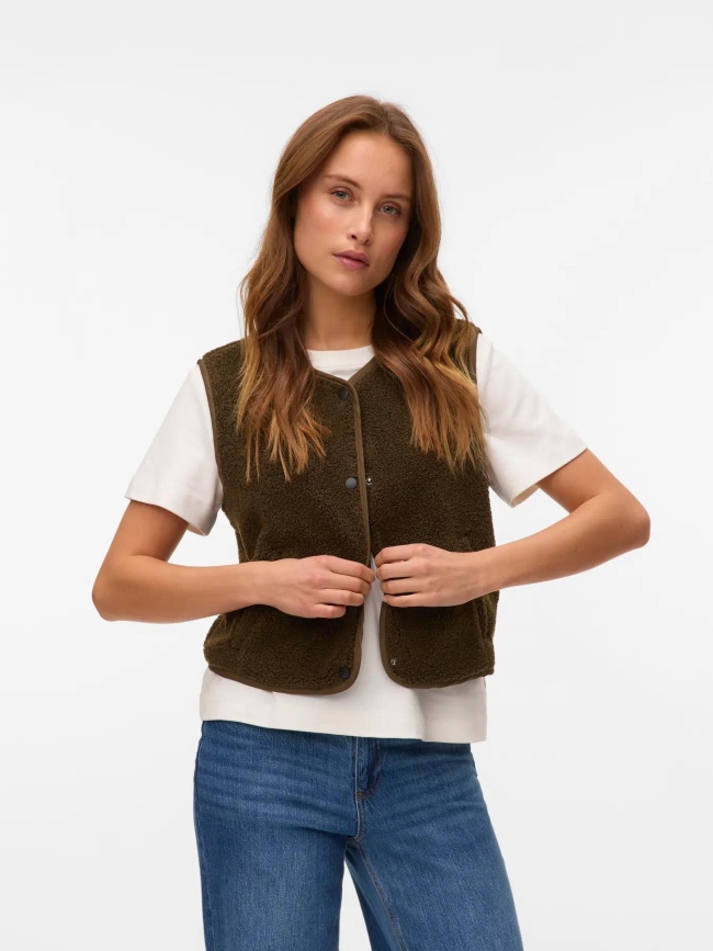 Veste sans manche teddy gilly kaki femme - Vero Moda