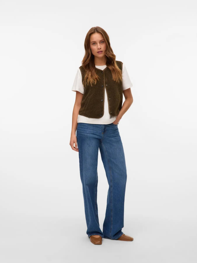 Veste sans manche teddy gilly kaki femme - Vero Moda