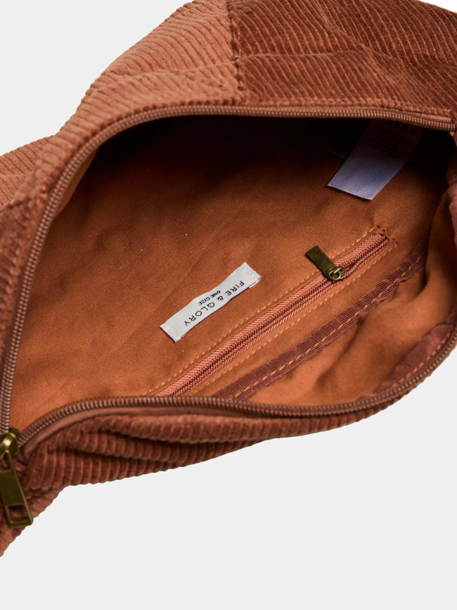 Sac banane velours côtelé nenny marron femme - Pieces