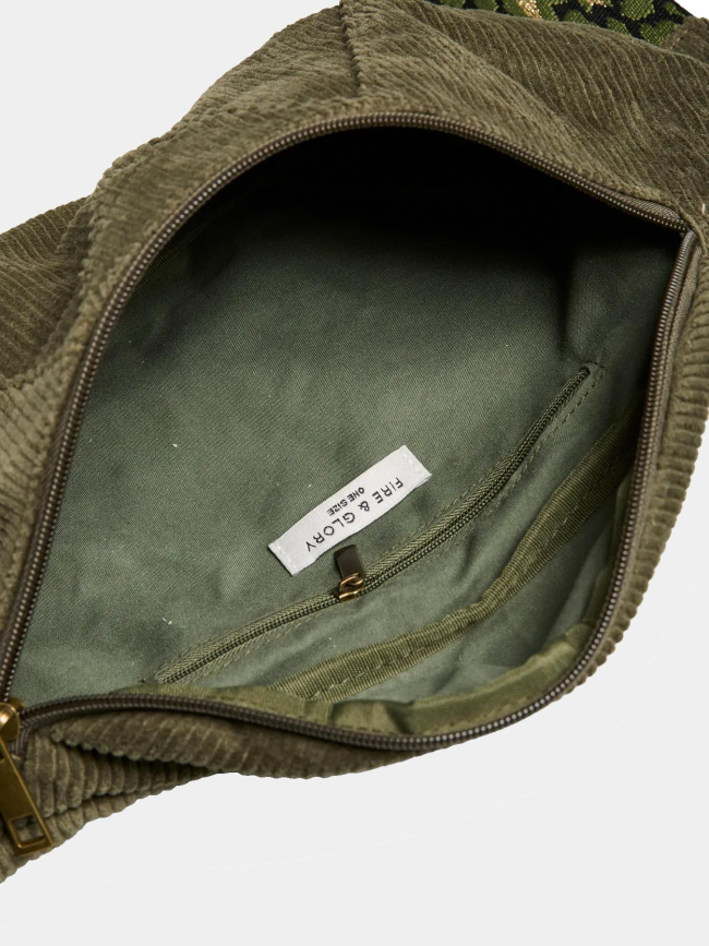 Sac banane velours côtelé nenny kaki femme - Pieces