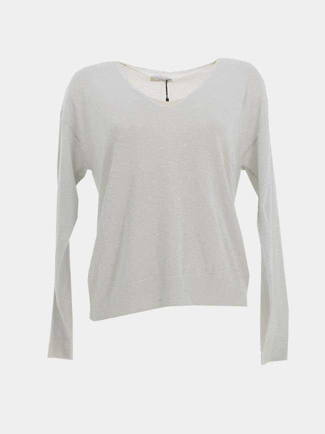 Pull fin brillant à col v jdybodilla blanc femme - JDY