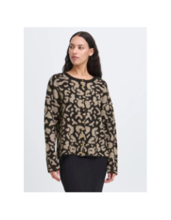 Gilet cardigan léopard kamara noir femme - Ichi