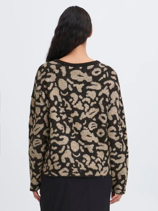 Gilet cardigan léopard kamara noir femme - Ichi