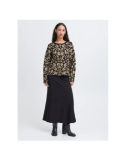 Gilet cardigan léopard kamara noir femme - Ichi