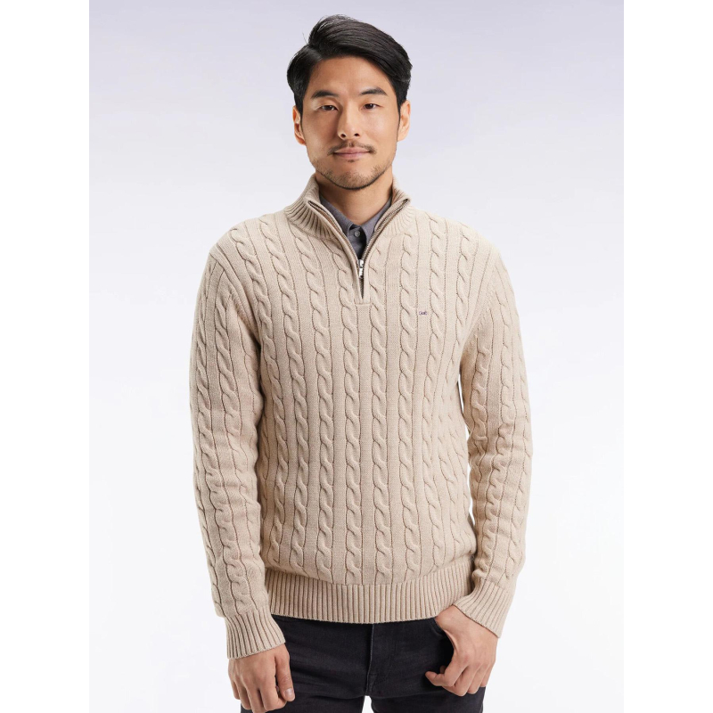 Pull col zippé torsadé honer beige homme - Eden Park