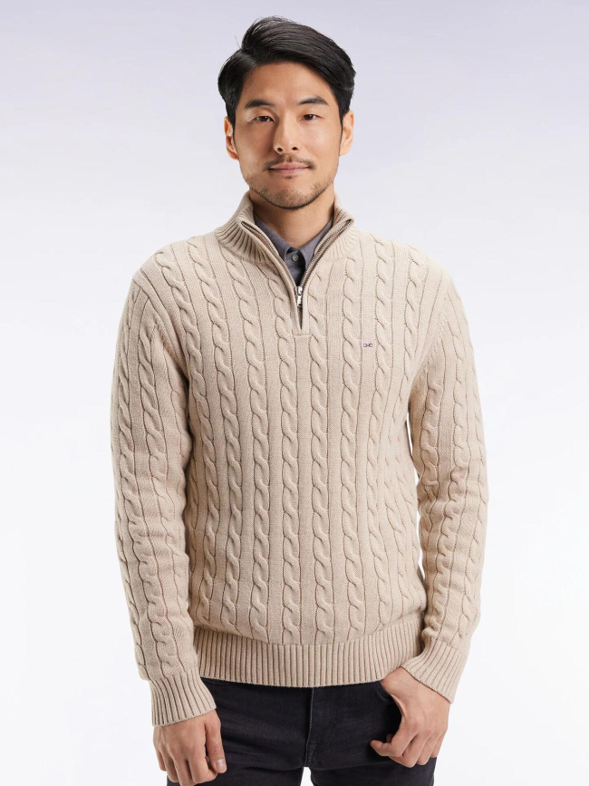 Pull col zippé torsadé honer beige homme - Eden Park