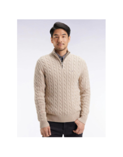 Pull col zippé torsadé honer beige homme - Eden Park