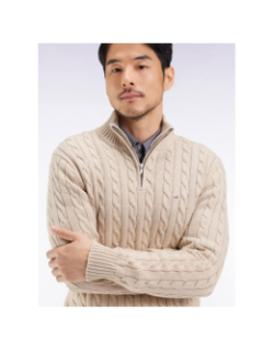 Pull col zippé torsadé honer beige homme - Eden Park