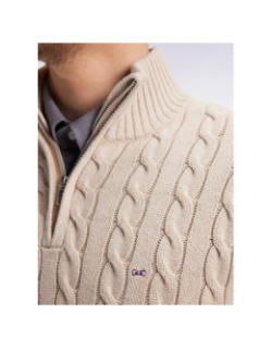 Pull col zippé torsadé honer beige homme - Eden Park
