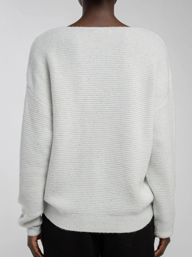 Pull col v effet pailleté rachel blanc femme - Teddy Smith