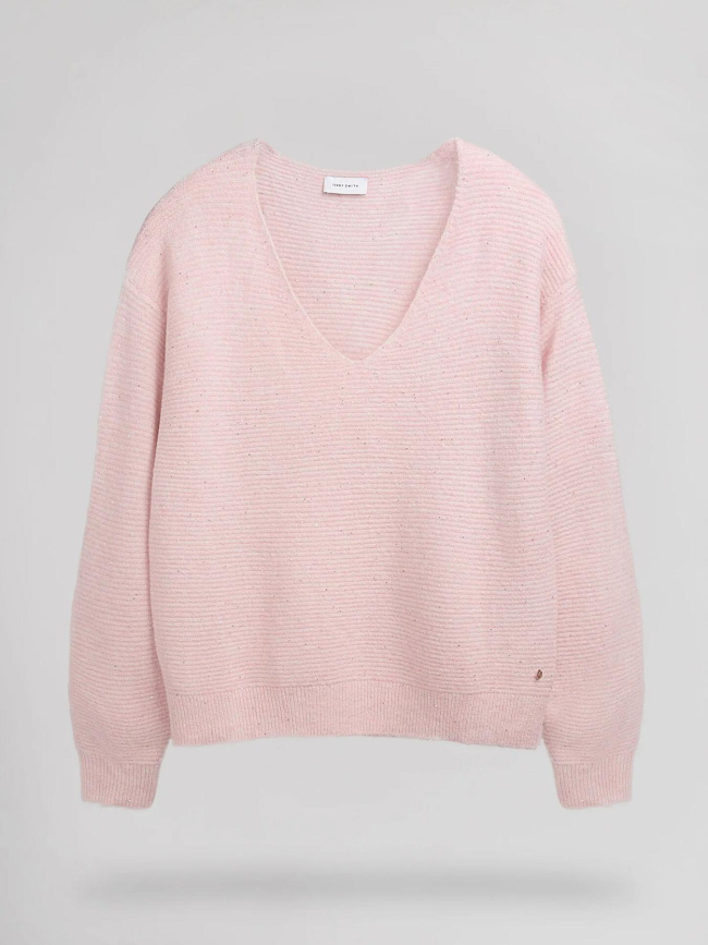 Pull col v effet pailleté rachel rose femme - Teddy Smith