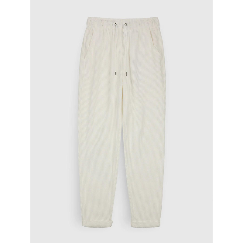 Pantalon droit en velours côtelé beige femme - Teddy Smith