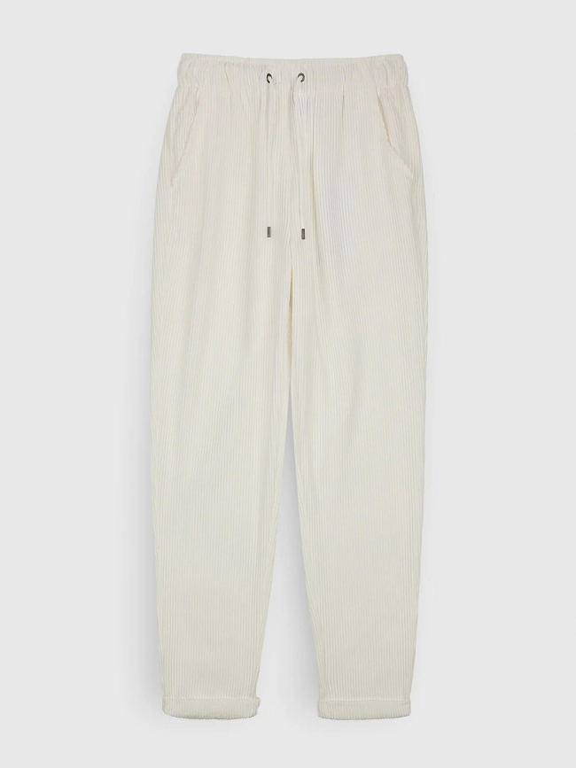 Pantalon droit en velours côtelé beige femme - Teddy Smith