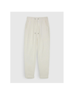 Pantalon droit en velours côtelé beige femme - Teddy Smith