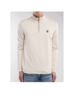 Pull col zippé marty 2 blanc crème homme - Teddy Smith