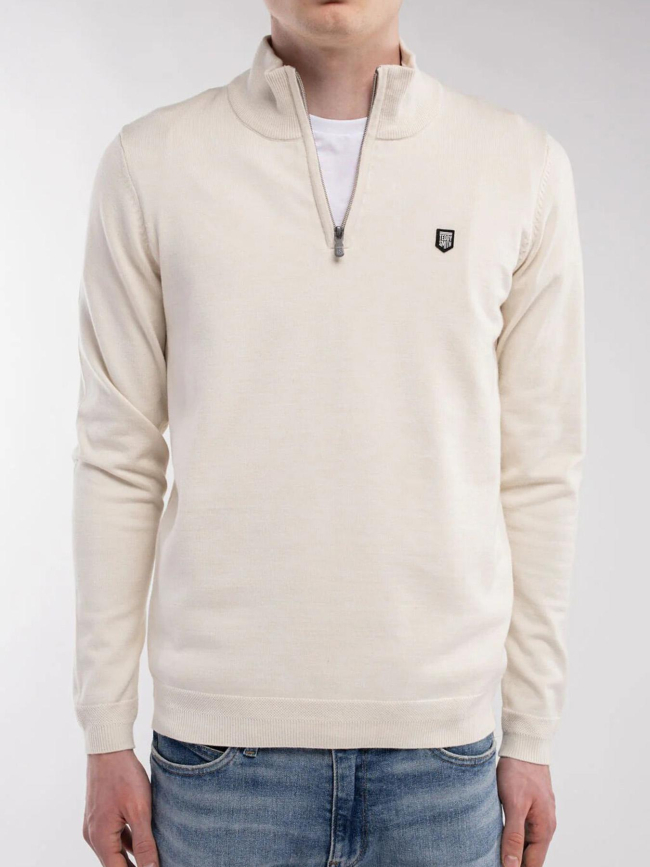 Pull col zippé marty 2 blanc crème homme - Teddy Smith