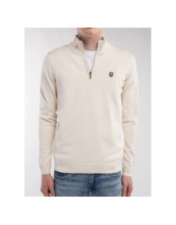 Pull col zippé marty 2 blanc crème homme - Teddy Smith