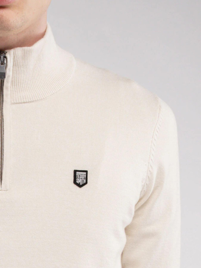 Pull col zippé marty 2 blanc crème homme - Teddy Smith