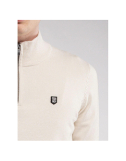 Pull col zippé marty 2 blanc crème homme - Teddy Smith