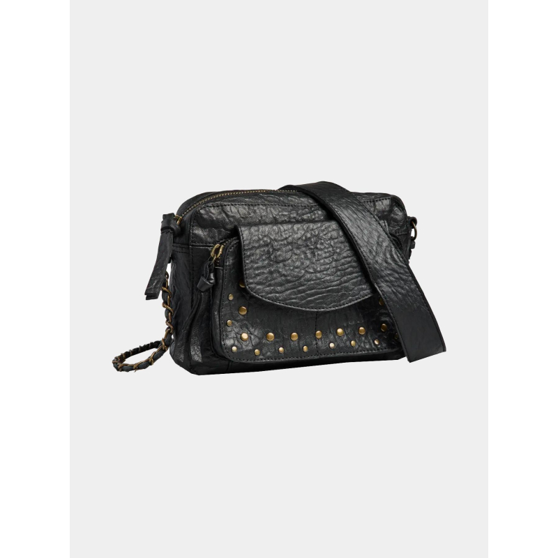 Sac bandoulière en cuir jadja noir femme - Pieces