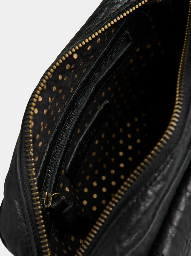 Sac bandoulière en cuir jadja noir femme - Pieces