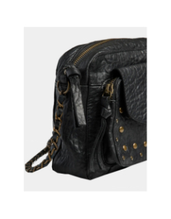 Sac bandoulière en cuir jadja noir femme - Pieces