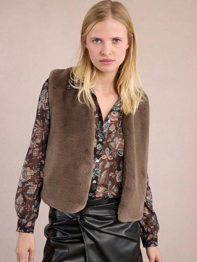 Veste sans manche fausse fourrure marron femme - Molly Bracken