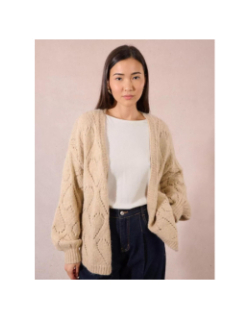 Gilet cardigan ajouré beige femme - Molly Bracken