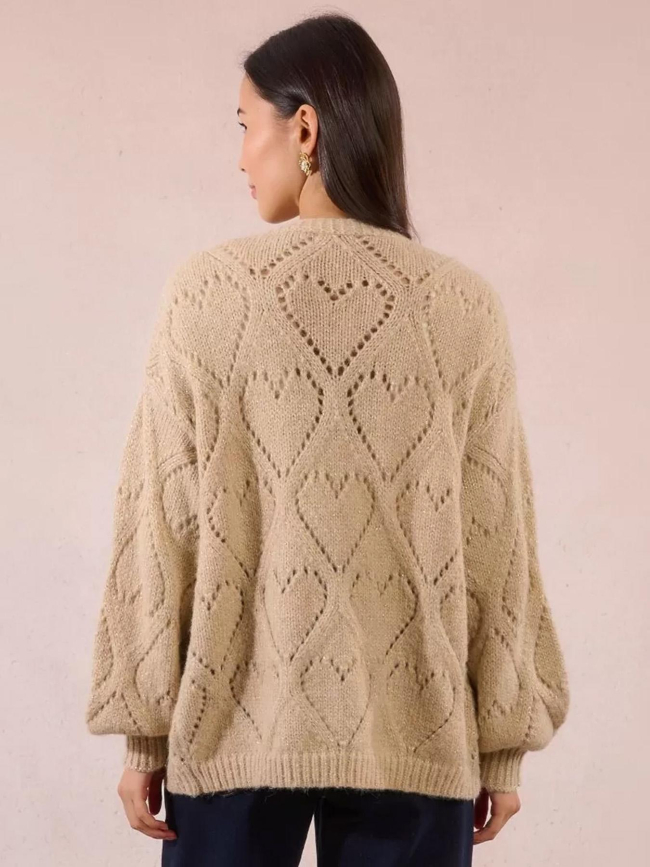 Gilet cardigan ajouré beige femme - Molly Bracken