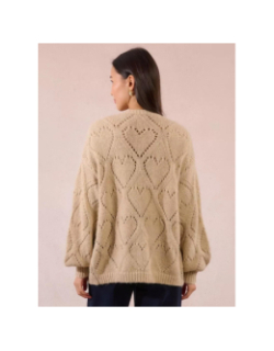 Gilet cardigan ajouré beige femme - Molly Bracken