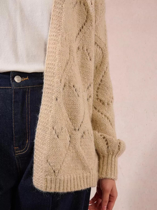 Gilet cardigan ajouré beige femme - Molly Bracken