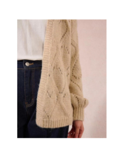 Gilet cardigan ajouré beige femme - Molly Bracken