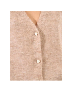 Gilet cardigan boutons cœur beige femme - Molly Bracken