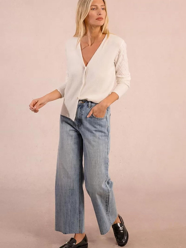 Gilet cardigan boutons cœur blanc femme - Molly Bracken