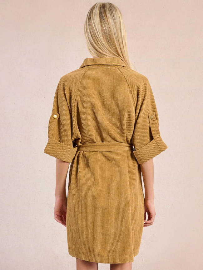 Robe boutonnée velours côtelé marron femme - Molly Bracken