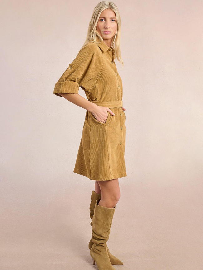 Robe boutonnée velours côtelé marron femme - Molly Bracken