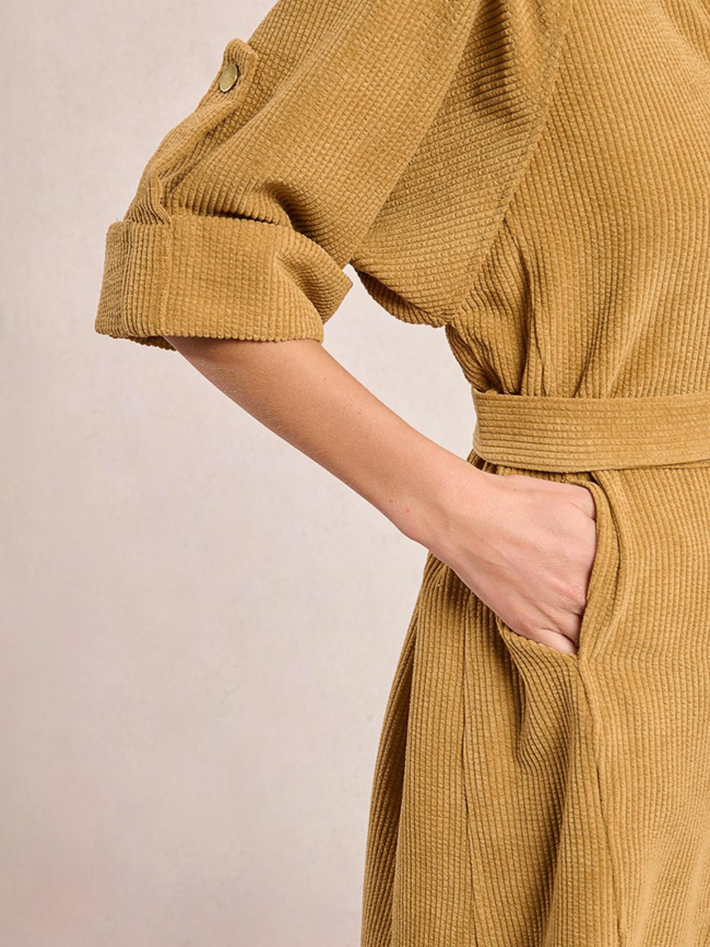 Robe boutonnée velours côtelé marron femme - Molly Bracken